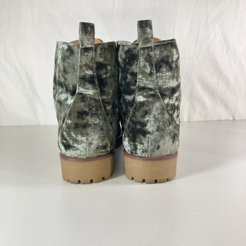 Qupid Green Velvet Combat Boots Womens 8 Velour Whimsigoth Lace Up Ankle Shoe - Picture 5 of 12